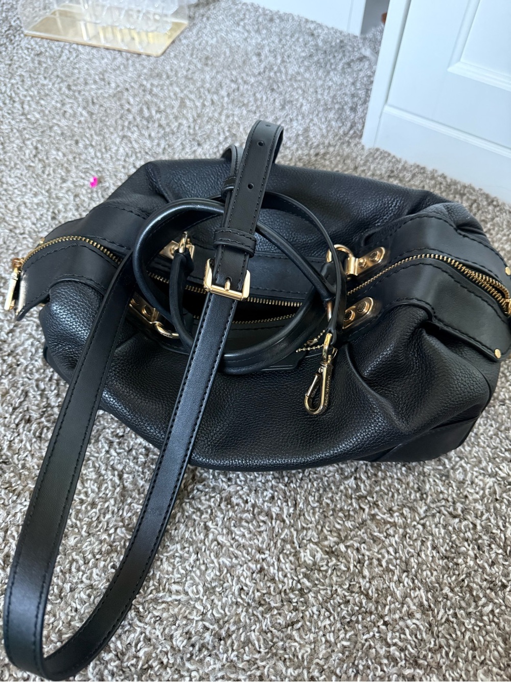 Coach Lane Satchel Black Pebbled Leather Satchel with Gold Hardware - Picture 10 of 11